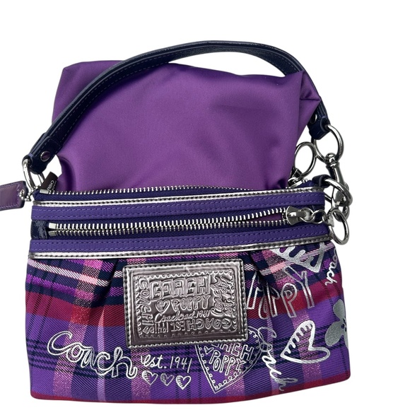 Coach Poppy Vintage Purple Tartan Plaid Design - Picture 5 of 6